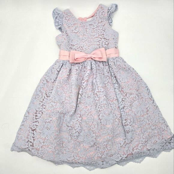 Rare Editiona Elegant Pink and Blue Lace Kids Dress Size 16 - Picture 1 of 4
